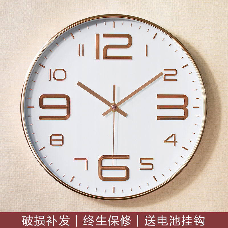客厅卧室家用静音时钟大气圆形挂表现代简约创意挂钟X表装饰石英
