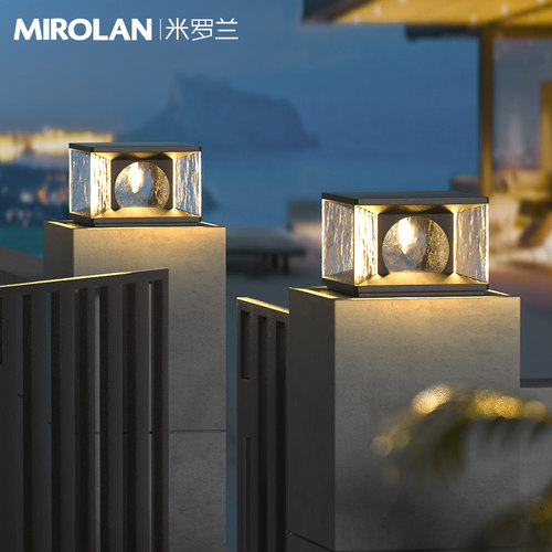 围墙柱头灯太阳能别墅门柱灯接电款户外庭院柱Q子灯现代立柱灯防