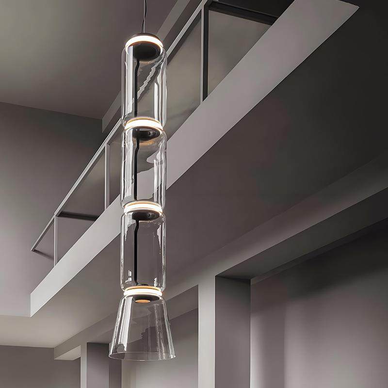 意大利设计师款餐厅吊灯北欧网红样板房楼梯玻璃吊灯客厅复式别墅