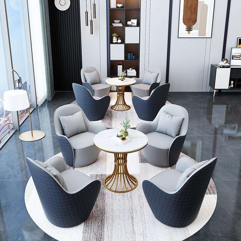 北欧轻奢4s店商务洽谈一桌四椅餐厅沙发桌椅组合会客奶茶店咖啡厅