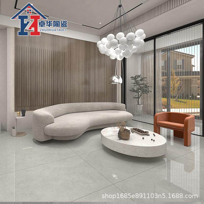 广东瓷砖白胚岩板瓷砖800x800防滑卧室瓷砖地砖客厅奶油风地面砖