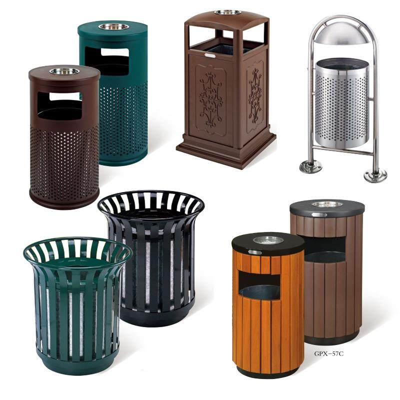 不锈钢大号户外垃圾桶欧式烤漆垃圾筒公园小区环卫户外冲孔垃圾桶