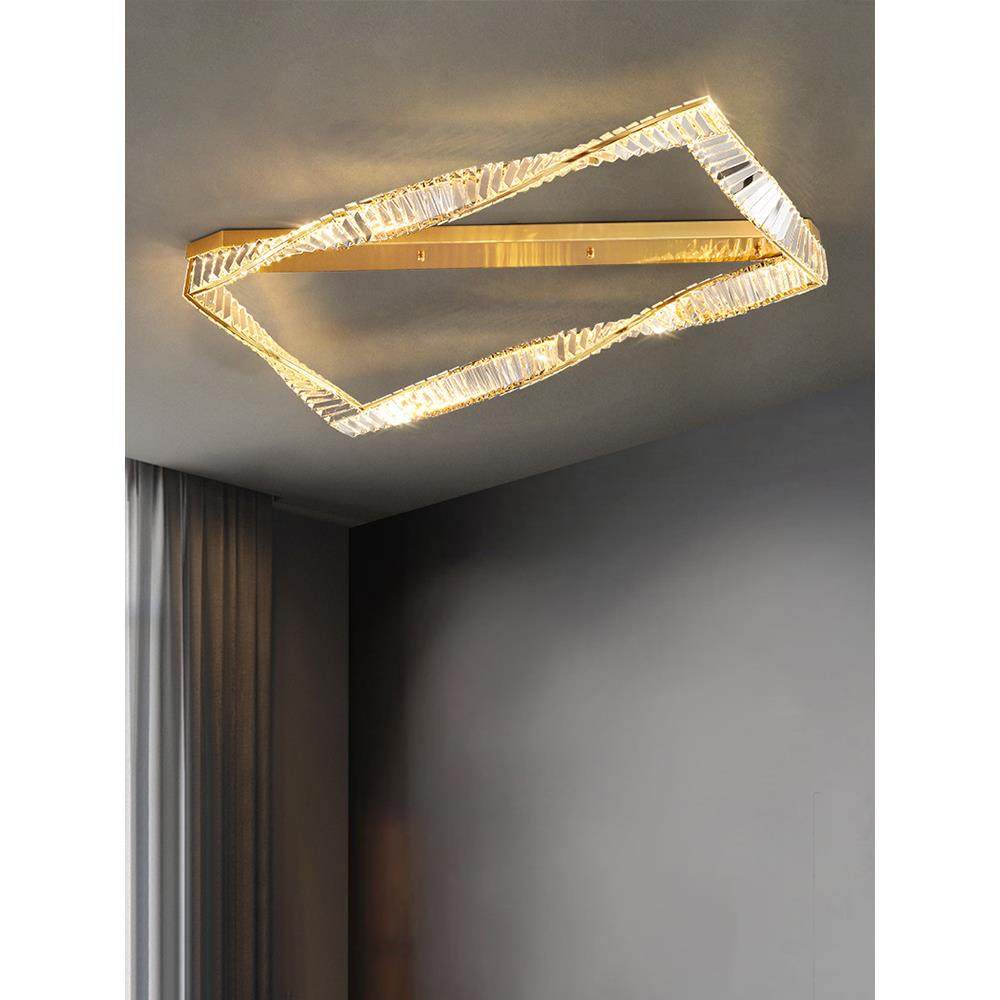 客厅灯具现代简约大气高档网红顶灯大厅主灯长方形轻奢水晶吸顶灯