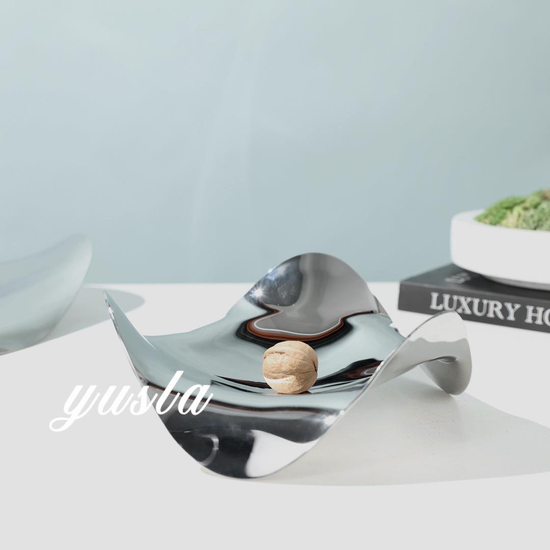 简约轻奢干果托盘摆件餐厅茶几水果盘样板房酒店别墅摆件软装饰品