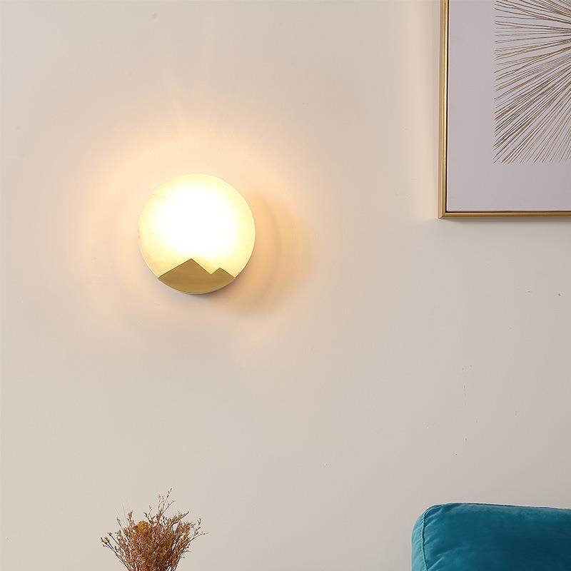 全铜壁灯北欧超薄过道走廊楼梯墙壁灯后现代轻奢云石卧室床头灯具