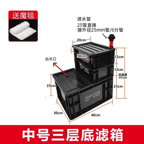 工业风底滤鱼缸周转箱虹吸免打孔溪流F缸下过滤滴流盒水族箱改底