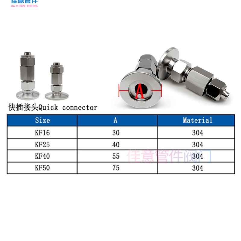 KF高真空快插接头PU皮管304不锈钢16卡箍25夹头40快装NW管件配件0