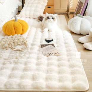 撸猫感x秋冬毛绒床边垫卧室地毯客厅茶几垫满铺 奶霜 M.life 法式