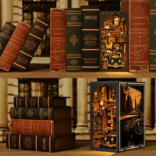 汽车博物馆diy小屋汽车模型手工小房子车模迷你木质拼装儿童礼物