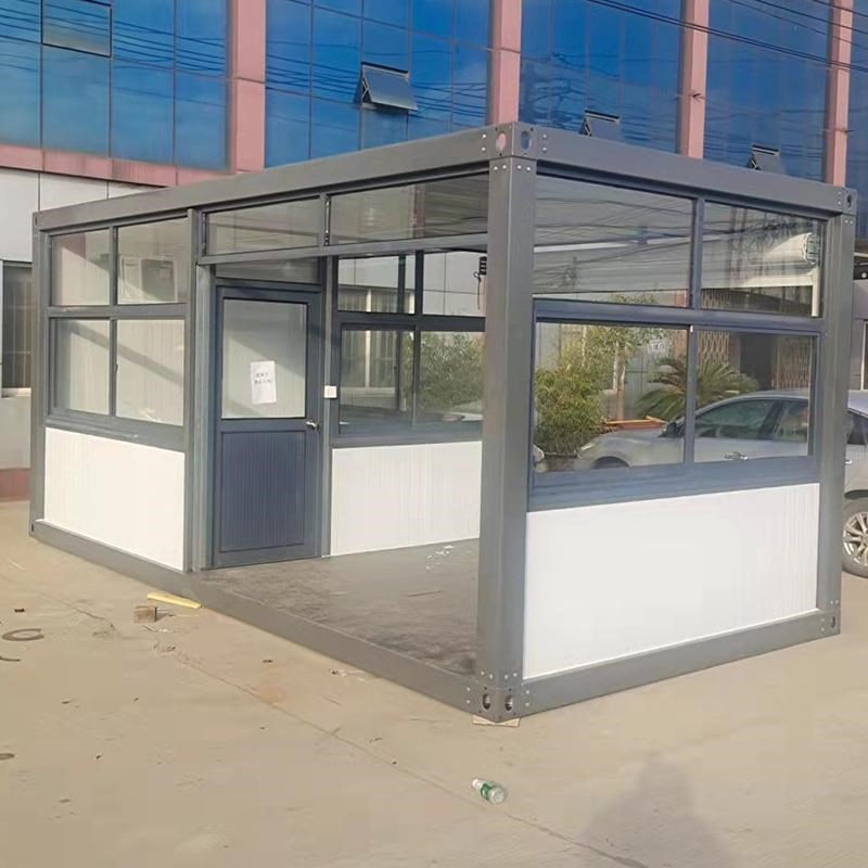定制集装箱门卫室 定做门卫岗亭休息室防火岩棉活动板阳光房