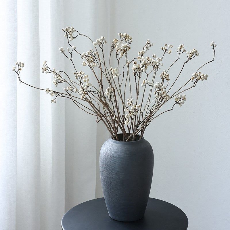 小白果乌桕果天然树枝干花花束干枝侘寂风花瓶插花装饰高级感真花