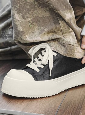 2024新款秋冬小众设计个性简约百搭厚底潮流男板鞋87678白色-J