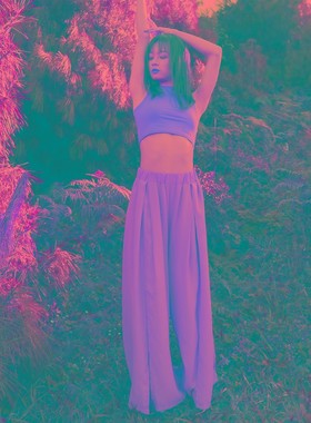 涂一丨NE1004款现代舞蹈练功裤女阔腿裤裙宽松飘逸表演服自带打底