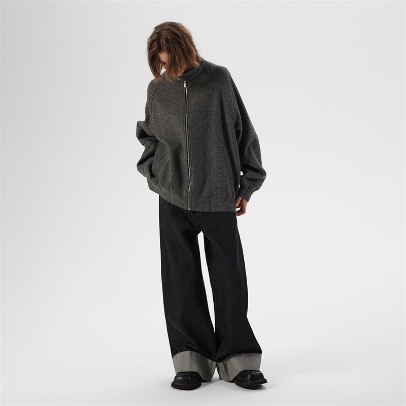 ESAT 脚口翻边赤耳宽松牛仔长裤