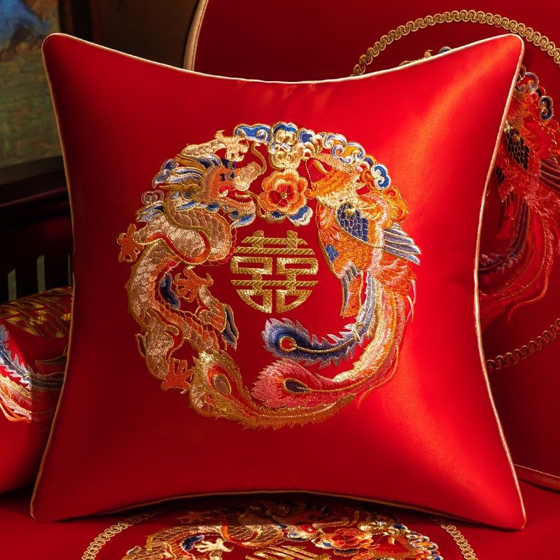红色喜字刺绣结婚抱枕婚房婚礼床头喜庆靠枕婚庆新婚沙发靠垫定制,居家布艺,靠垫/抱枕,淘宝优惠券,粉丝福利购,淘宝优惠卷