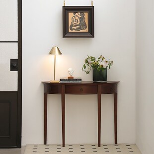 形上法式 中古极窄玄m关台桌小户型半圆过道走廊尽头实木边几展示