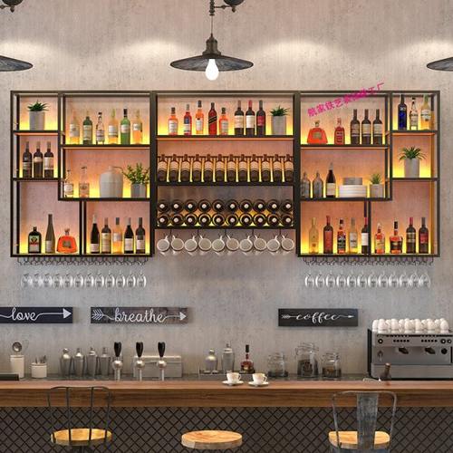 吧台置物架壁挂酒架创意上墙酒柜餐厅吊杯架铁艺装饰红酒柜展示架