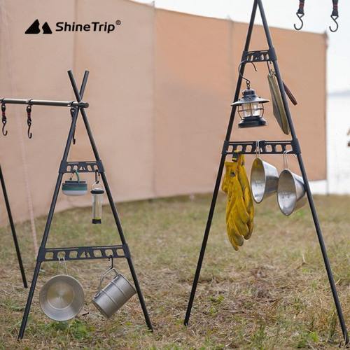 露营三角置物架户外铝合金置侧边收纳架子野餐雪拉碗支架挂钩