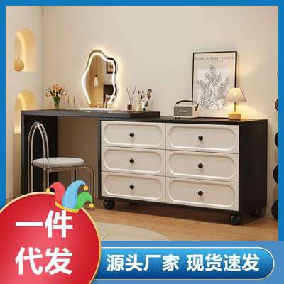 法式复古梳妆台斗柜小户型卧室床尾化妆桌妆台一体收纳柜高级新款