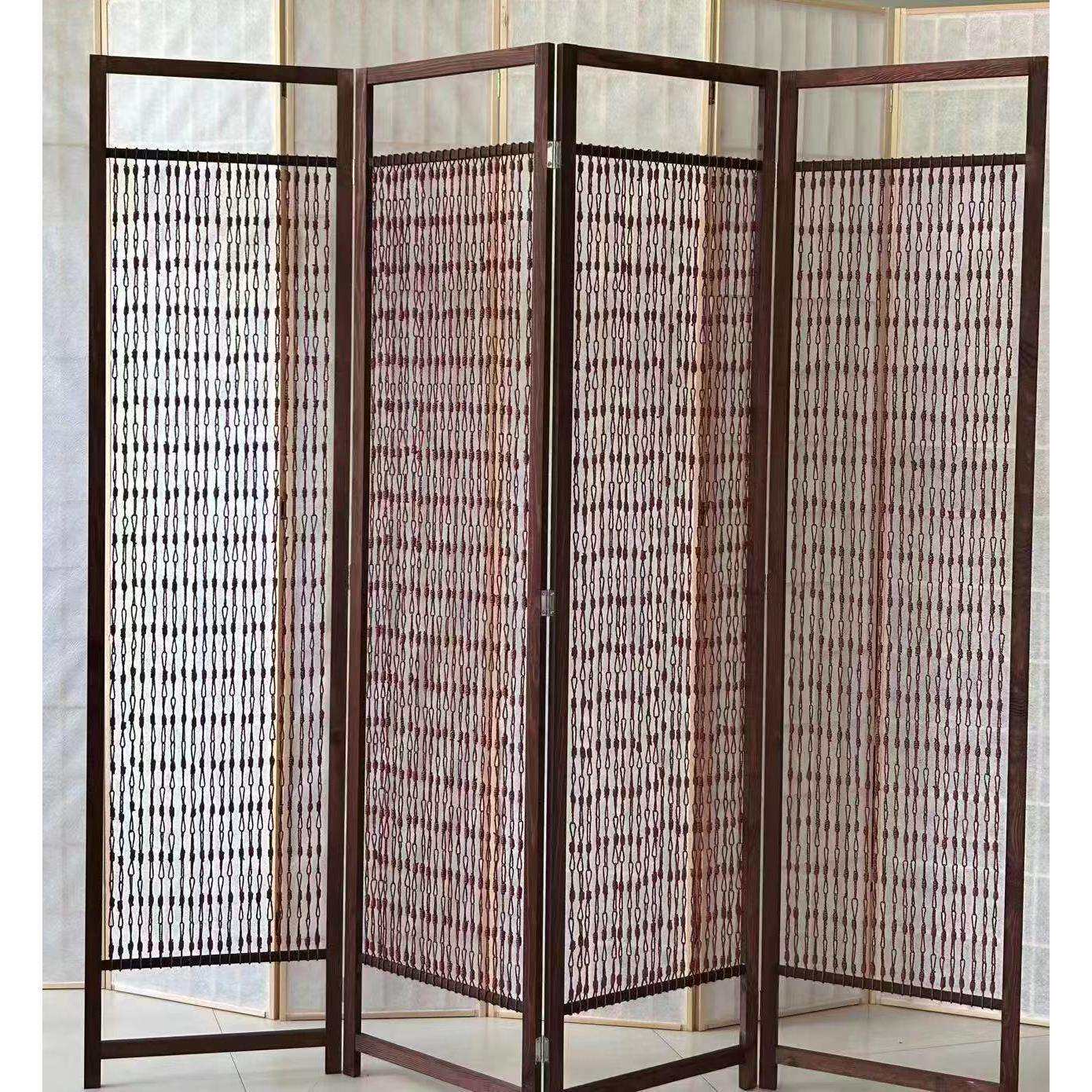 2023新款中式实木格子屏风隔断墙木格栅玄关客厅酒店折叠移动 隔