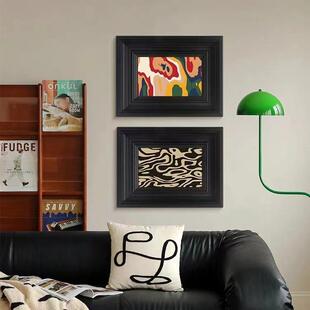 中古风蒙德里安客厅组合装饰画轻奢法式复古壁画餐厅艺术装饰挂画