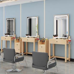 新理发店专用镜子理发镜美发镜台镜子发廊镜台带灯理发镜子柜子一
