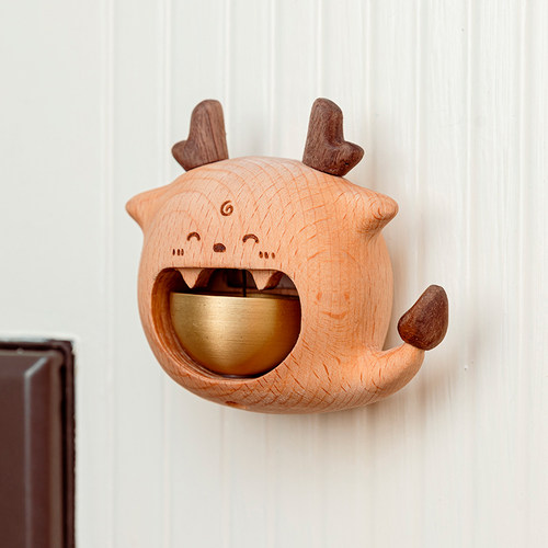 龙年门铃实木质多巴胺风铃铛乔迁礼品搬家礼物入户门挂件新年装饰