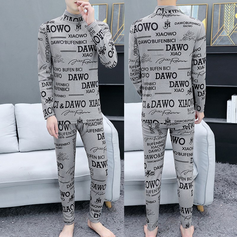 秋冬季新款男士保暖内衣套装薄款德绒打底衫青年时尚无痕秋衣秋裤