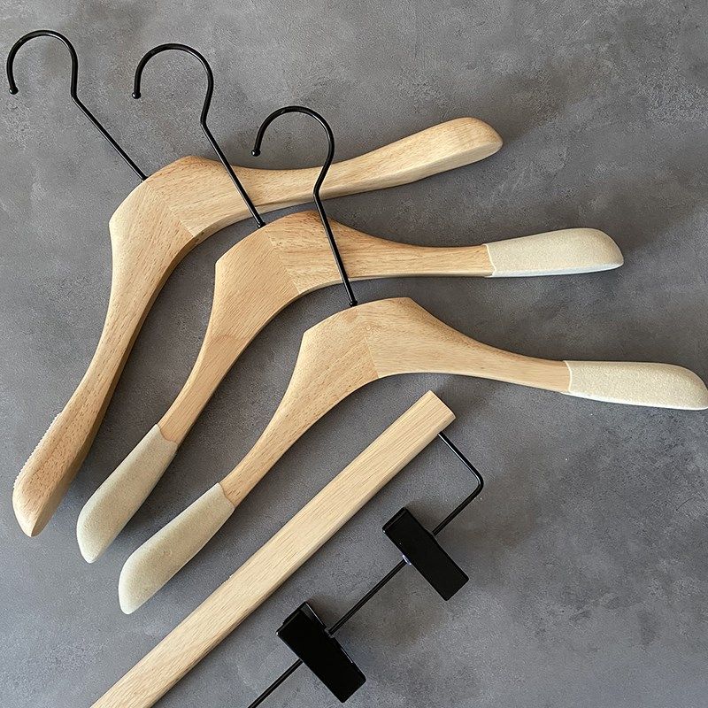 服装店原木色上色橡木清漆衣架男女防滑实木ins风衣挂韩国APM衣撑