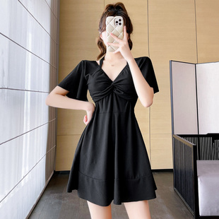 连体泳衣女夏显瘦遮肚保守s微胖女孩高级感2024新款 胖m 泡温泉大码