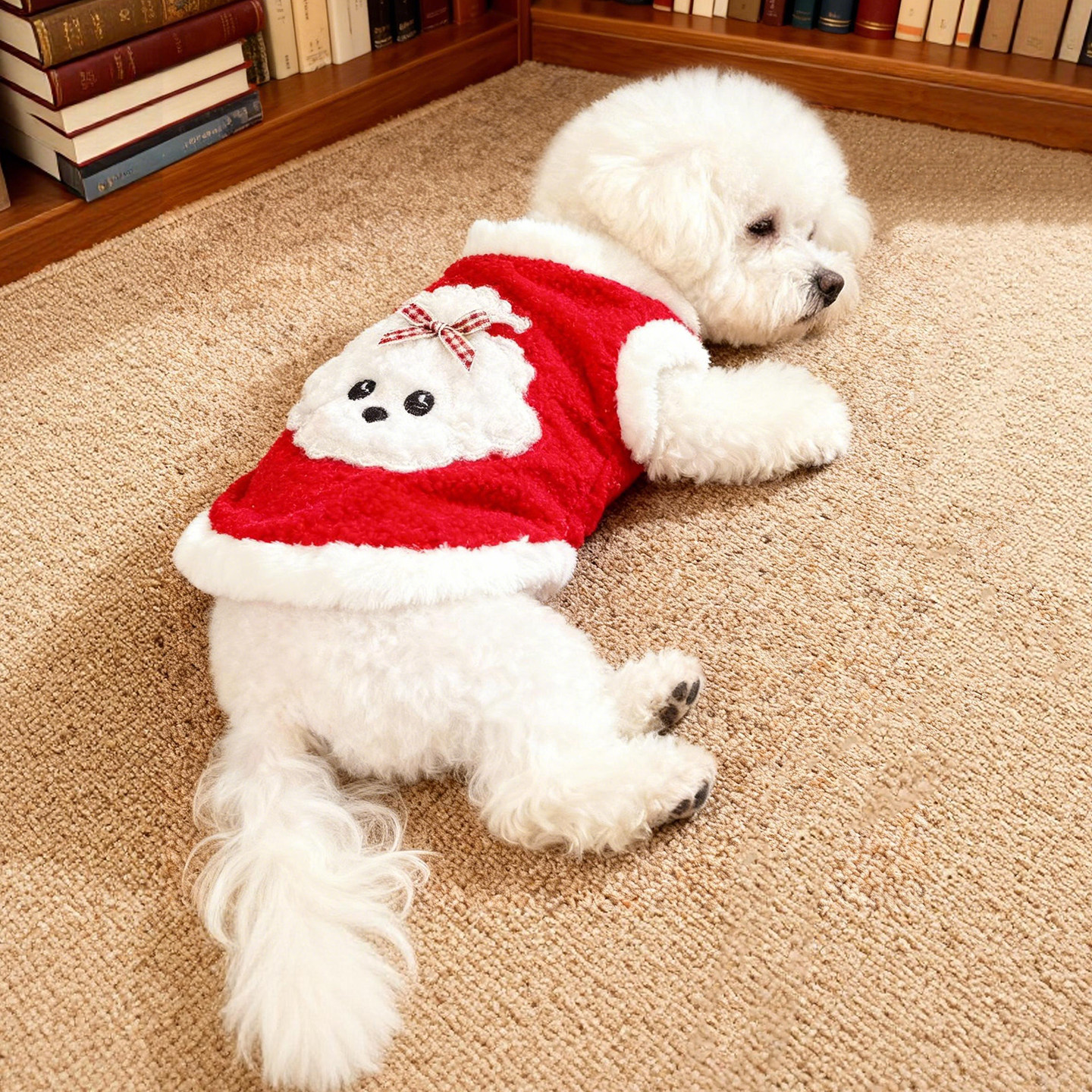 狗狗衣服约克夏犬保暖小型犬秋冬装新年喜庆加绒马甲比熊泰迪博美