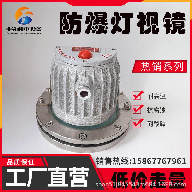 304/316L不锈钢带防爆灯法兰视镜观察孔罐体观察镜照明24V透视窗