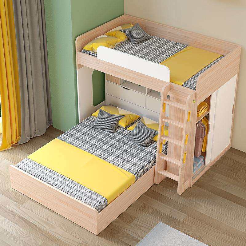 北欧交错式上下床高低床小户型组合 成人上下铺双层床子母床