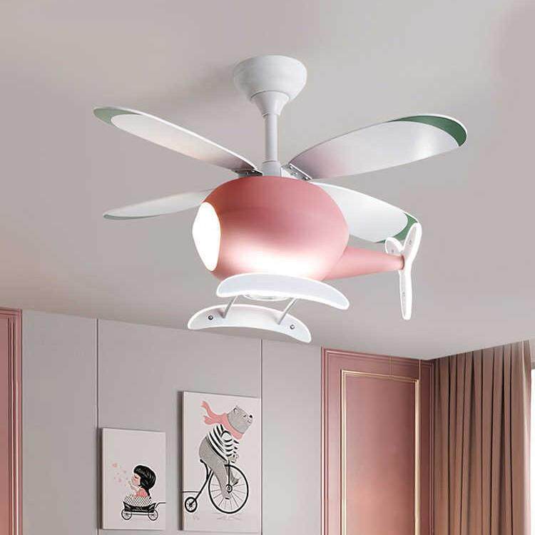 儿童房吊扇灯卧室男孩女孩房间创意幼儿园装饰飞机灯吊灯风扇一体