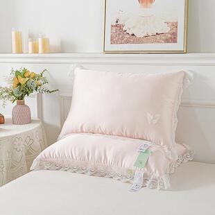 蚕丝蕾丝花边家用枕芯女美肤莱赛尔天丝柔软枕头护颈椎助睡眠