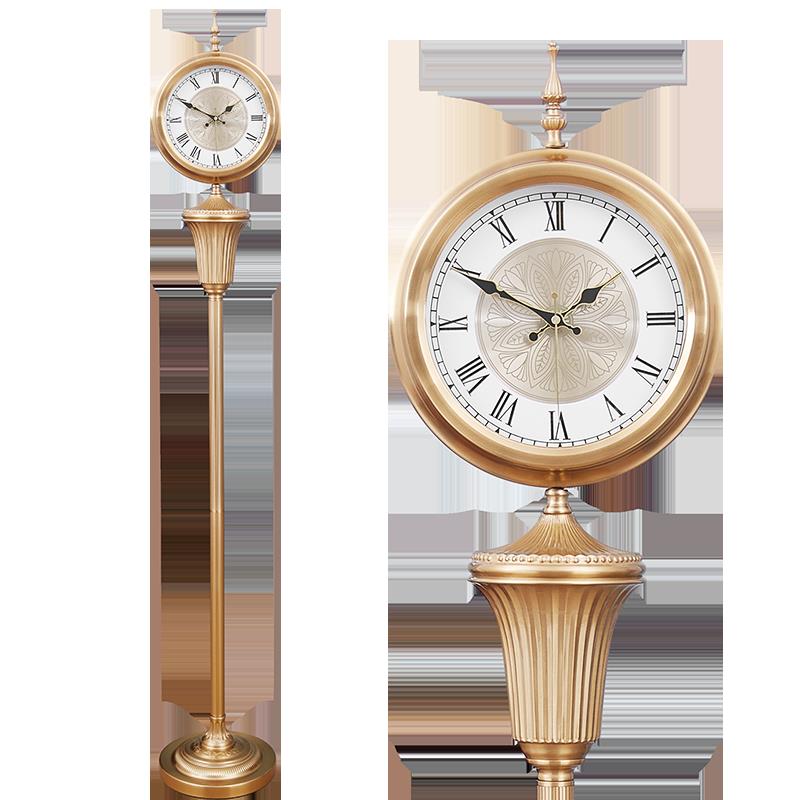 欧式镀铜别墅客厅静音落地钟美式复古创意立钟地面新中式轻奢时钟