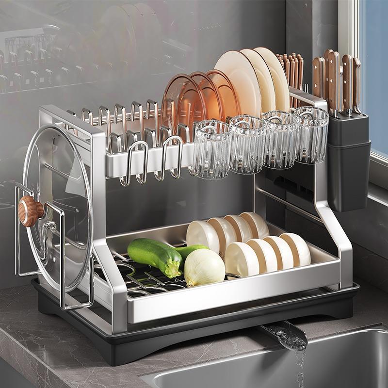 304不锈钢厨房置物架碗碟碗盘沥水架多功能放碗架碗筷收纳盒碗架
