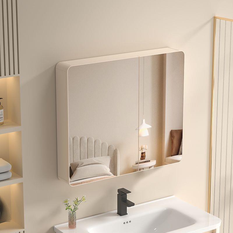 新款圆弧形浴室镜柜智能灯光储物柜卫生间挂墙式带美妆收纳架镜箱