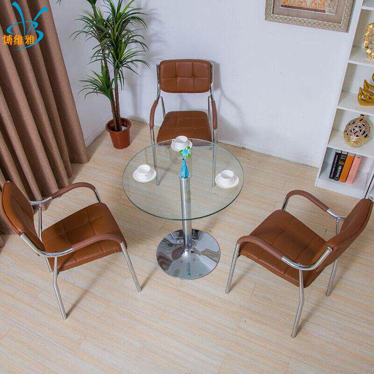 售楼处钢化玻璃组合 休闲接待洽谈桌椅 办公室会客接待谈话桌