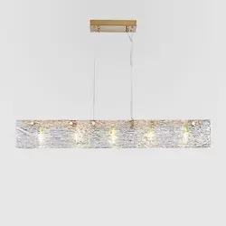 北欧轻奢餐厅吊灯后现代简约大气极简一字长条吧台设计师玻璃灯具