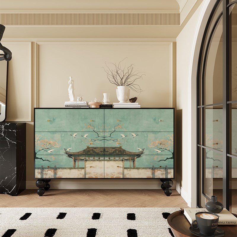 新中式玉宇琼楼卧室床尾置物柜实木玄关储藏柜客厅六斗Z柜收纳柜