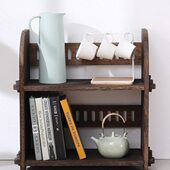 多宝阁多层书架茶具茶壶置物架实木书柜落地博古架收纳茶叶架架柜