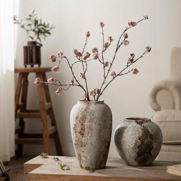 斑驳复古新中式陶罐侘寂风做旧粗陶瓶装饰品摆件插花水培陶瓷花瓶,鲜花速递/花卉仿真/绿植园艺,花瓶,淘宝优惠券,粉丝福利购,淘宝优惠卷