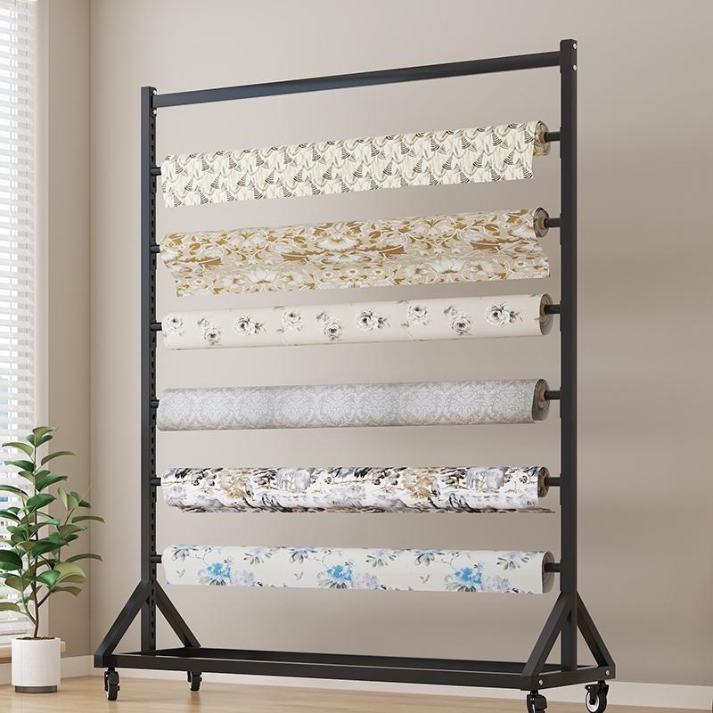 纺织面料布料展示移动样布架家纺桌布塑料薄膜展架展X会挂布卷货