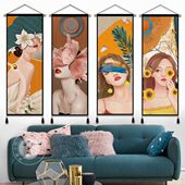 挂画背景现代艺术装 饰画北欧壁挂毯轻奢玄关卧室背景墙毯布艺画布