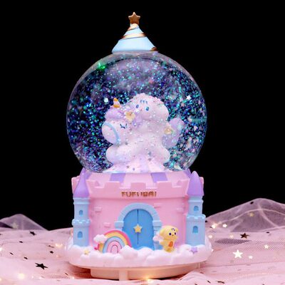 雪花日晶球铃兰狗飘梦幻彩灯芙蓉儿童朋友礼物音乐盒玻璃水卡通