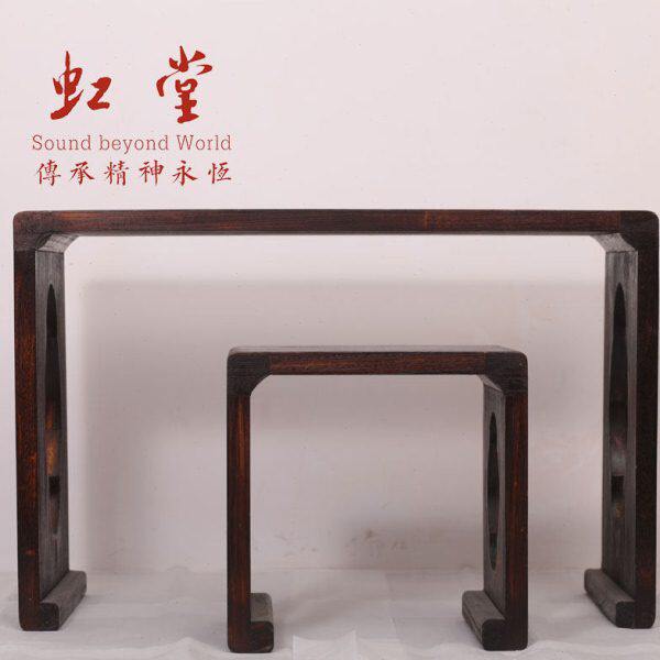 虹堂古琴桌凳梅花形烧桐木实木摆放国学茶桌书法禅意共鸣箱简约式