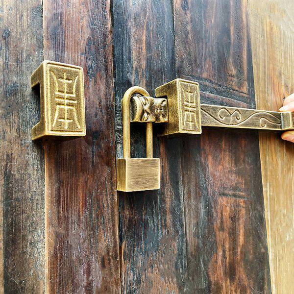 木门加厚纯铜门中式仿古大门复古古铜色锁扣黄铜老式插销门扣门栓