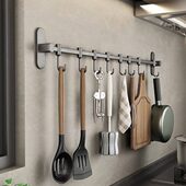 挂架锅铲勺子优勤排钩厨房挂钩免打孔挂杆不锈钢壁挂式 厨房置物架