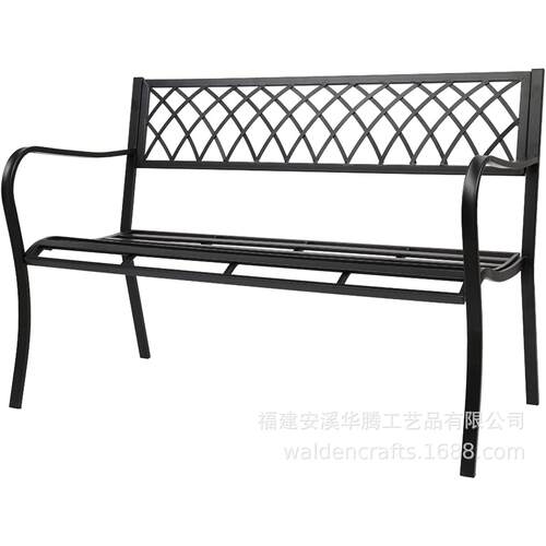 美式户外铁艺公园椅庭院阳台休闲三人长椅花园简约长凳靠背椅